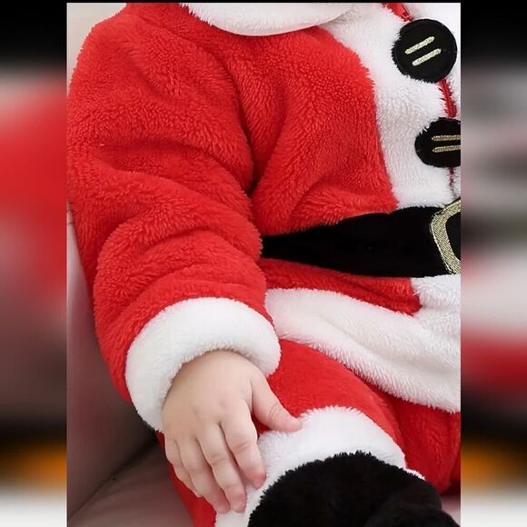One PieceToddler Santa Claus Outfit Snowsuit Costume (Includes Hat) Sz 6-9 Mo - Picture 4 of 7